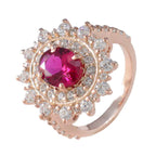 Ruby CZ Halo Indian Sterling Silver Red Gemstone Mid weight Romantic Ring Jewelry