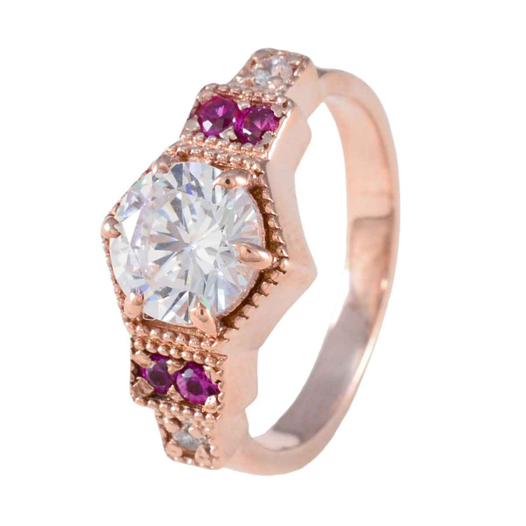 Ruby CZ Halo Latin American 92.5 Silver Red Gemstones Whisper thin Engagement Ring Jewellery