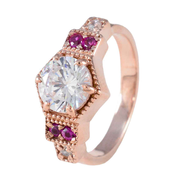 Ruby CZ Halo Latin American 92.5 Silver Red Gemstones Whisper thin Engagement Ring Jewellery