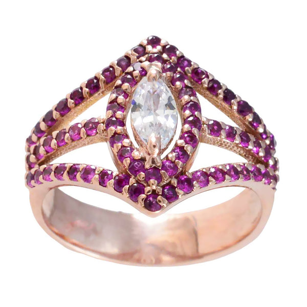Ruby CZ Halo American Silver Red Gemstone Slim valentine Ring Jewellery
