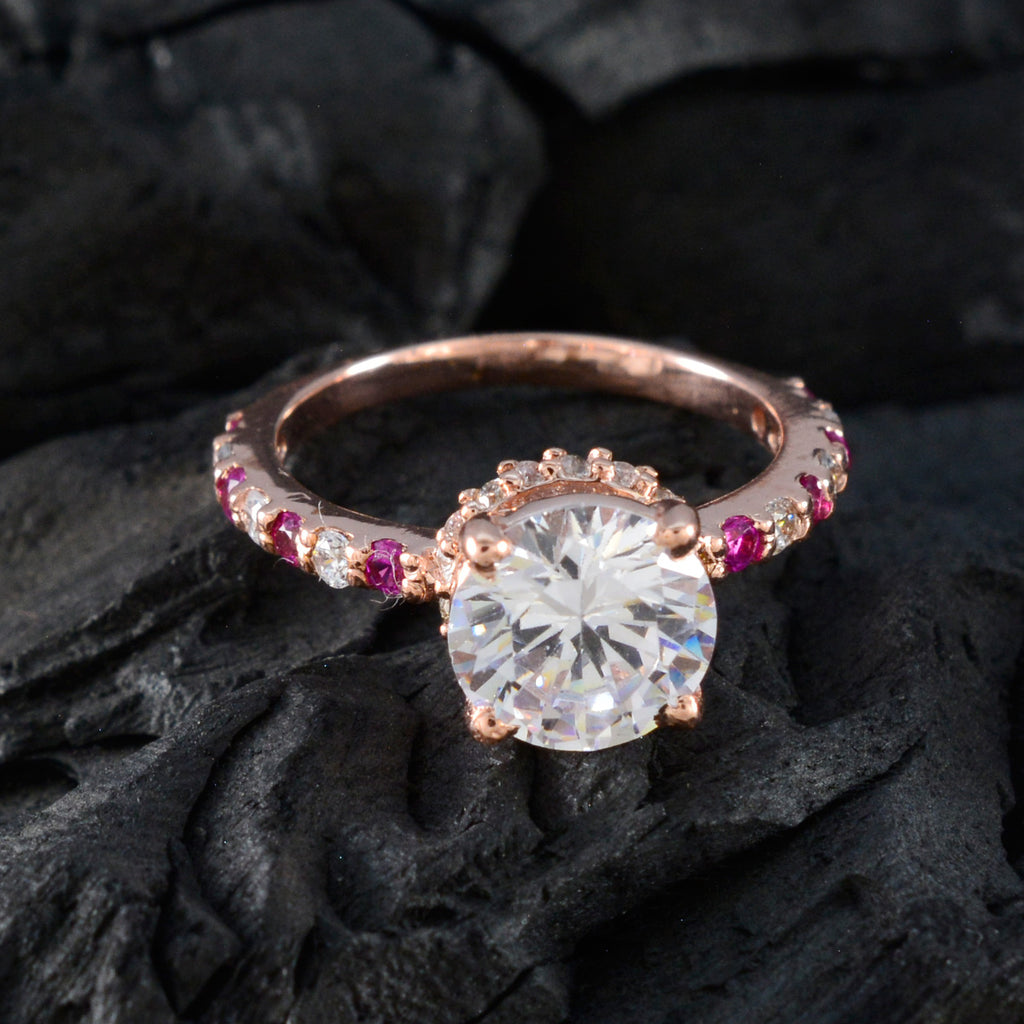 Ruby CZ Halo Korean Silver Red Gems Delicate Contemporary Ring Jewelry
