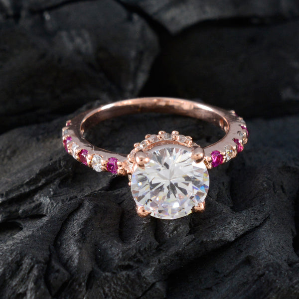 Ruby CZ Halo Korean Silver Red Gems Delicate Contemporary Ring Jewelry