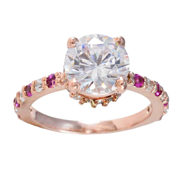 Ruby CZ Halo Korean Silver Red Gems Delicate Contemporary Ring Jewelry