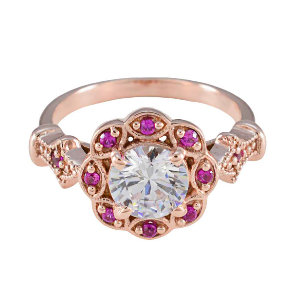 Ruby CZ Halo Latin American Sterling Silver Red Gemstone Whisper thin Engagement Ring Jewellery