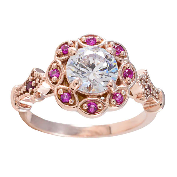 Ruby CZ Halo Latin American Sterling Silver Red Gemstone Whisper thin Engagement Ring Jewellery
