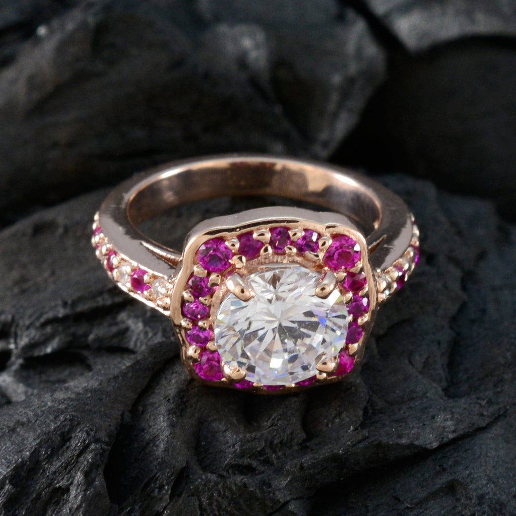 Ruby CZ Halo Korean 92.5 Silver Red Gemstones Slim wedding Ring Jewelry