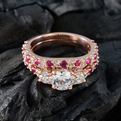 El mejor anillo de plata de riyo con chapado en oro rosa, piedra de rubí cz, ajuste de punta redonda, joyería personalizada, anillo de Viernes Negro