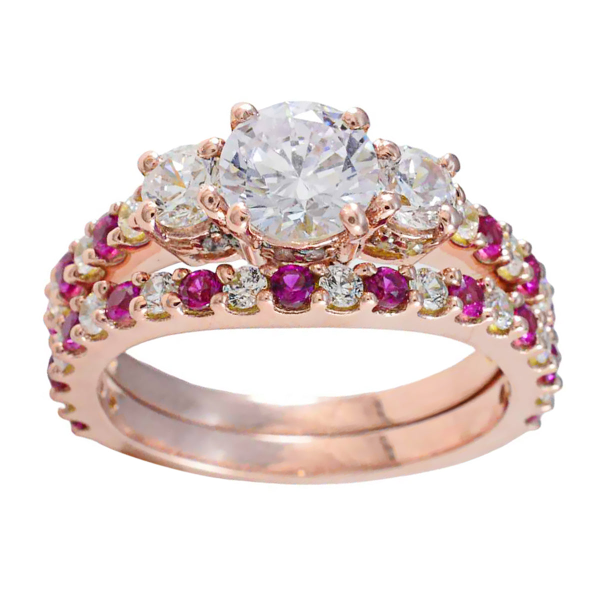 riyo bästa silverring med roséguldplätering rubin cz sten rund form stiftinställning anpassade smycken svart fredag ring