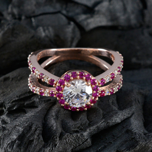 Ruby CZ Halo Korean Sterling Silver Red Gemstone Slim Promise Ring Jewelry