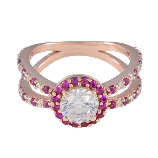 Ruby CZ Halo Korean Sterling Silver Red Gemstone Slim Promise Ring Jewelry
