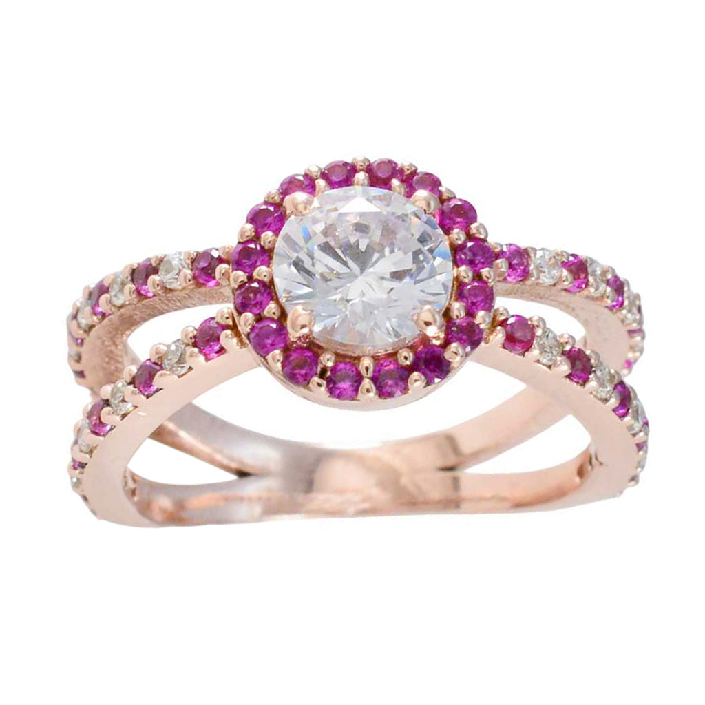 Ruby CZ Halo Korean Sterling Silver Red Gemstone Slim Promise Ring Jewelry