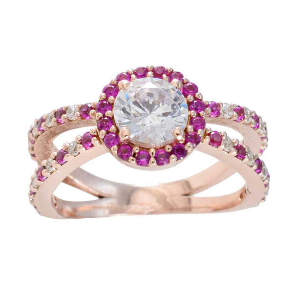 Ruby CZ Halo Korean Sterling Silver Red Gemstone Slim Promise Ring Jewelry