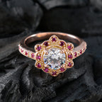 Ruby CZ Halo Korean 925 Silver Red Gemstones Whisper thin valentine Ring Jewelry