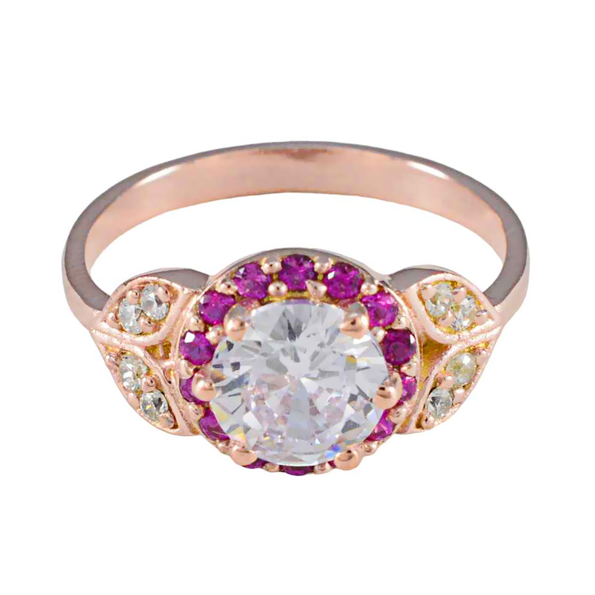Ruby CZ Halo American 925 Silver Red Gems Delicate Fairytale Ring Jewellery Image principale du produit