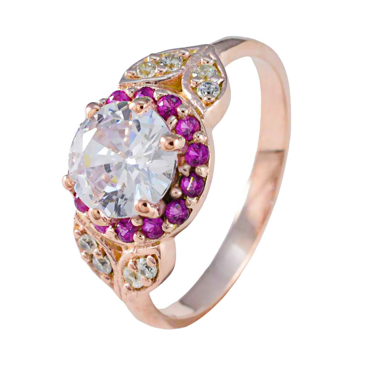 Bague de conte de fées délicate en argent 925 américain avec rubis et zircones cubiques Image secondaire du produit
