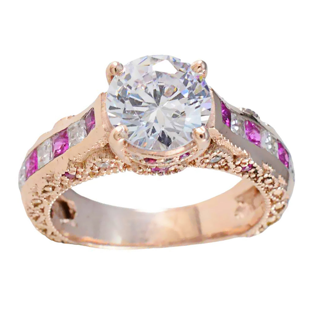 Ruby CZ multiple American Sterling Silver Red Gemstones Slim Trendy Ring Jewellery