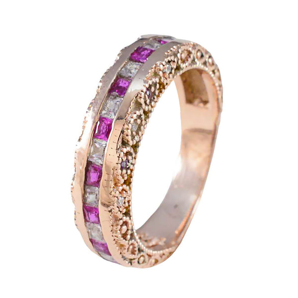Ruby CZ multiple Korean 925 Silver Red Gems Whisper thin Eternity Band Jewelry