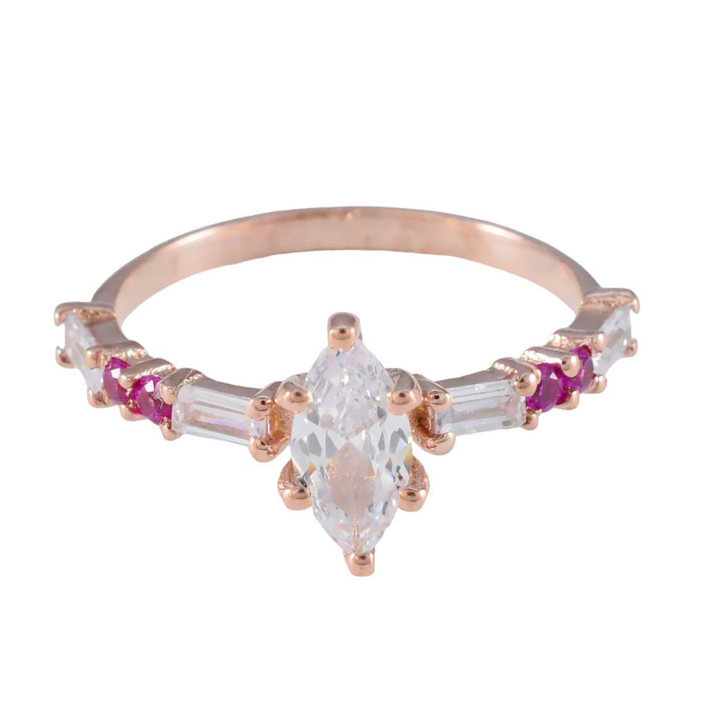 Ruby CZ multiple American 925 Sterling Silver Red Gemstones Minimalist Modern Ring Jewellery