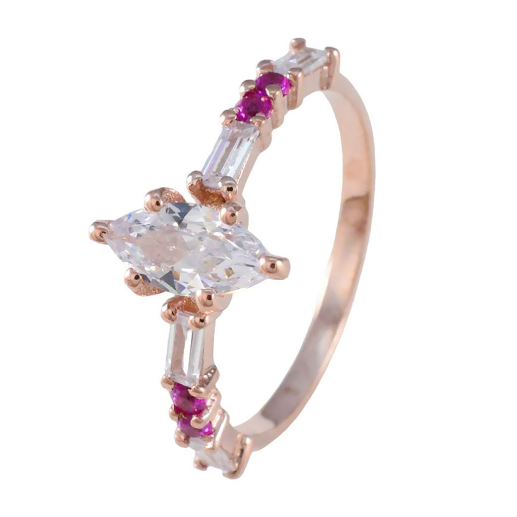 Ruby CZ multiple American 925 Sterling Silver Red Gemstones Minimalist Modern Ring Jewellery