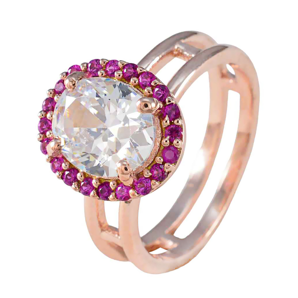 Bague fine en argent sterling 925 avec rubis et zircones cubiques, bijou de Saint-Valentin Image secondaire du produit