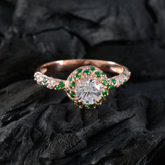 Серебряное кольцо riyo желательно с покрытием из розового золота, белый камень cz, круглая форма, стильное ювелирное украшение, новогоднее кольцо