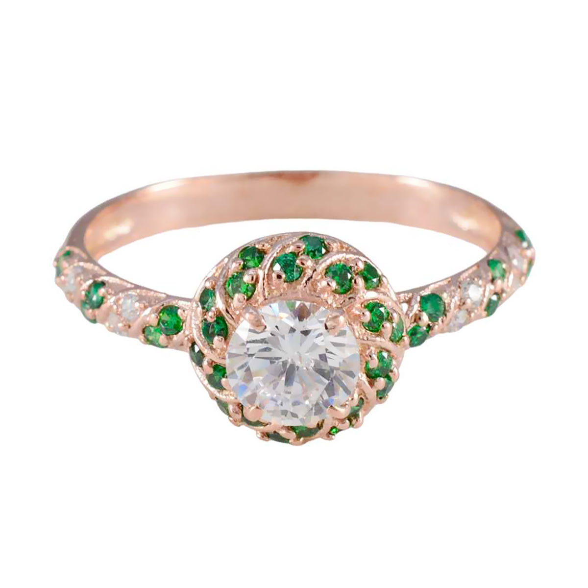 Серебряное кольцо riyo желательно с покрытием из розового золота, белый камень cz, круглая форма, стильное ювелирное украшение, новогоднее кольцо