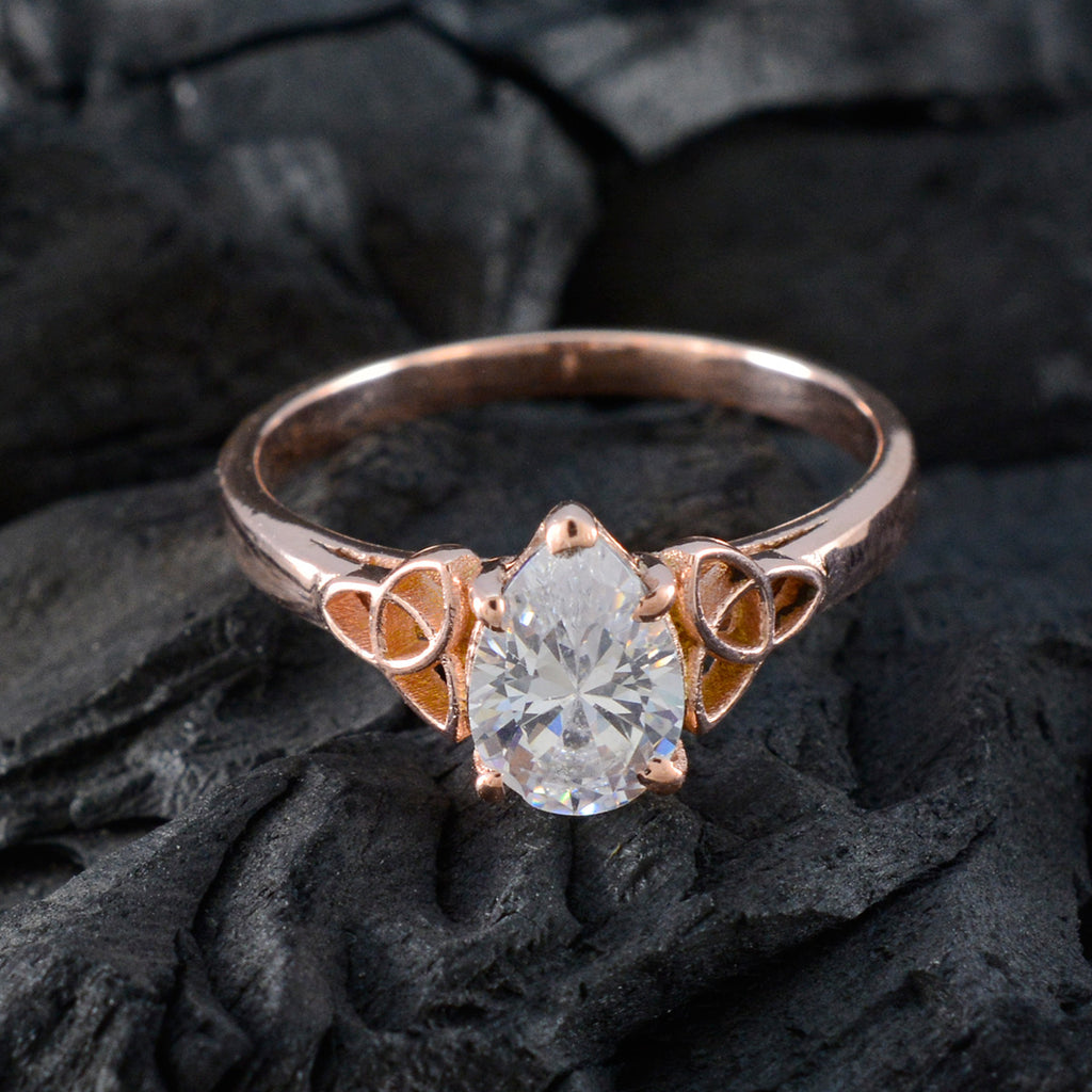 White CZ Solitaire American 925 Silver White Gemstone Delicate Luxurious Ring Jewelry
