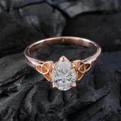 Riyo elegante zilveren ring met roségouden witte CZ-steen peervormige griffenzetting mode-sieraden Thanksgiving-ring