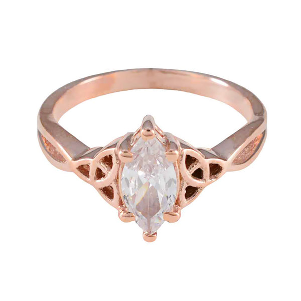White CZ Solitaire American Silver White Gemstone Delicate Claddagh Ring Jewelry