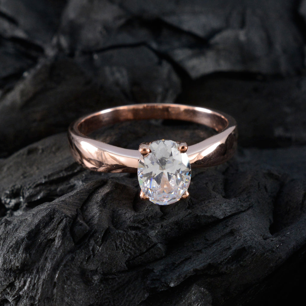 White CZ Solitaire Korean Silver White Gemstones Whisper thin Trendy Ring Jewelry