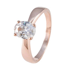 Превосходное серебряное кольцо riyo с покрытием из розового золота, белый камень cz, овальная форма, зубец, ювелирное изделие, обручальное кольцо