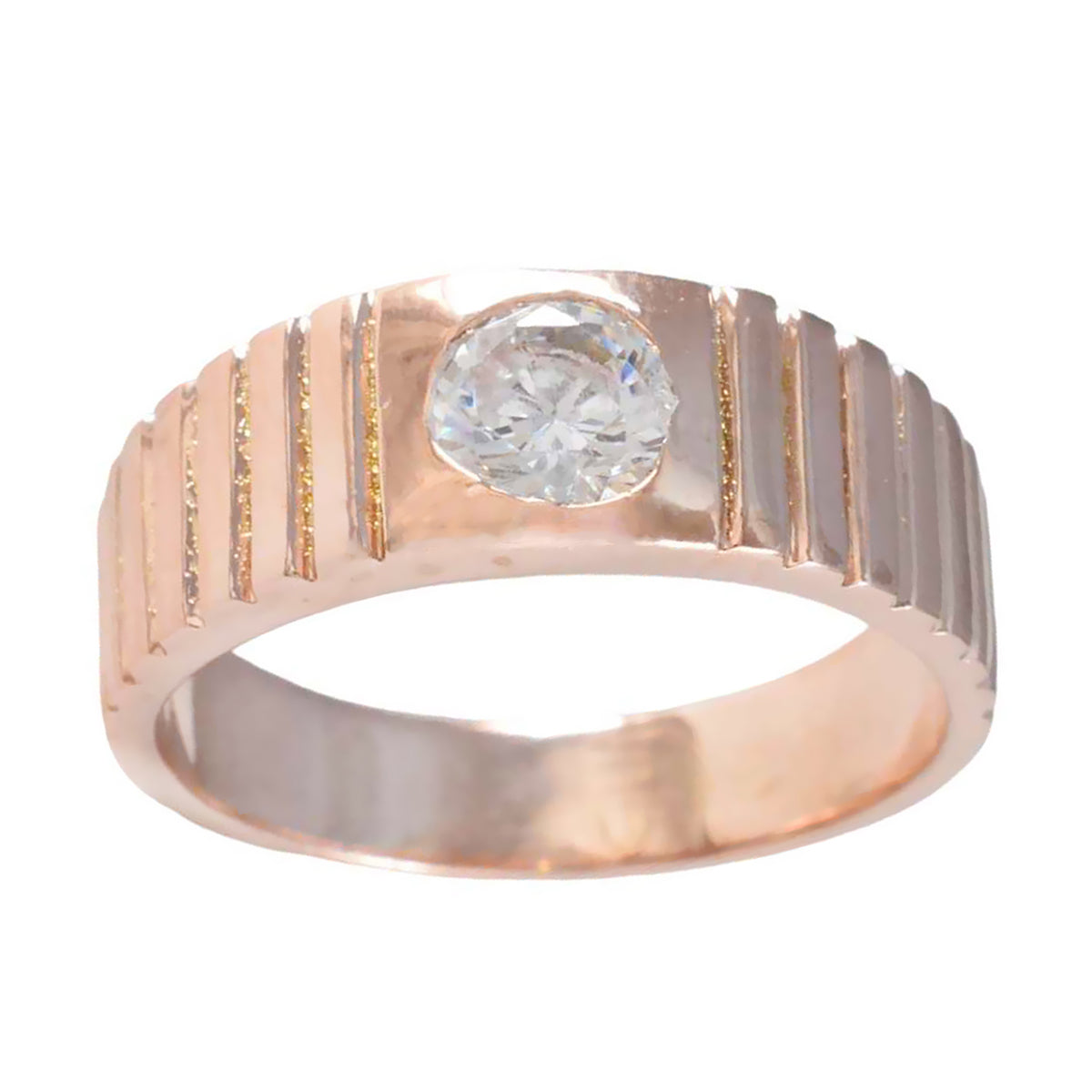 White CZ Solitaire Latin American Silver White Gems Minimal Romantic Ring Jewelry