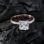 Cubic zirconia CZ Solitaire Korean 925 Silver White Gems Whisper thin valentine Ring Jewellery
