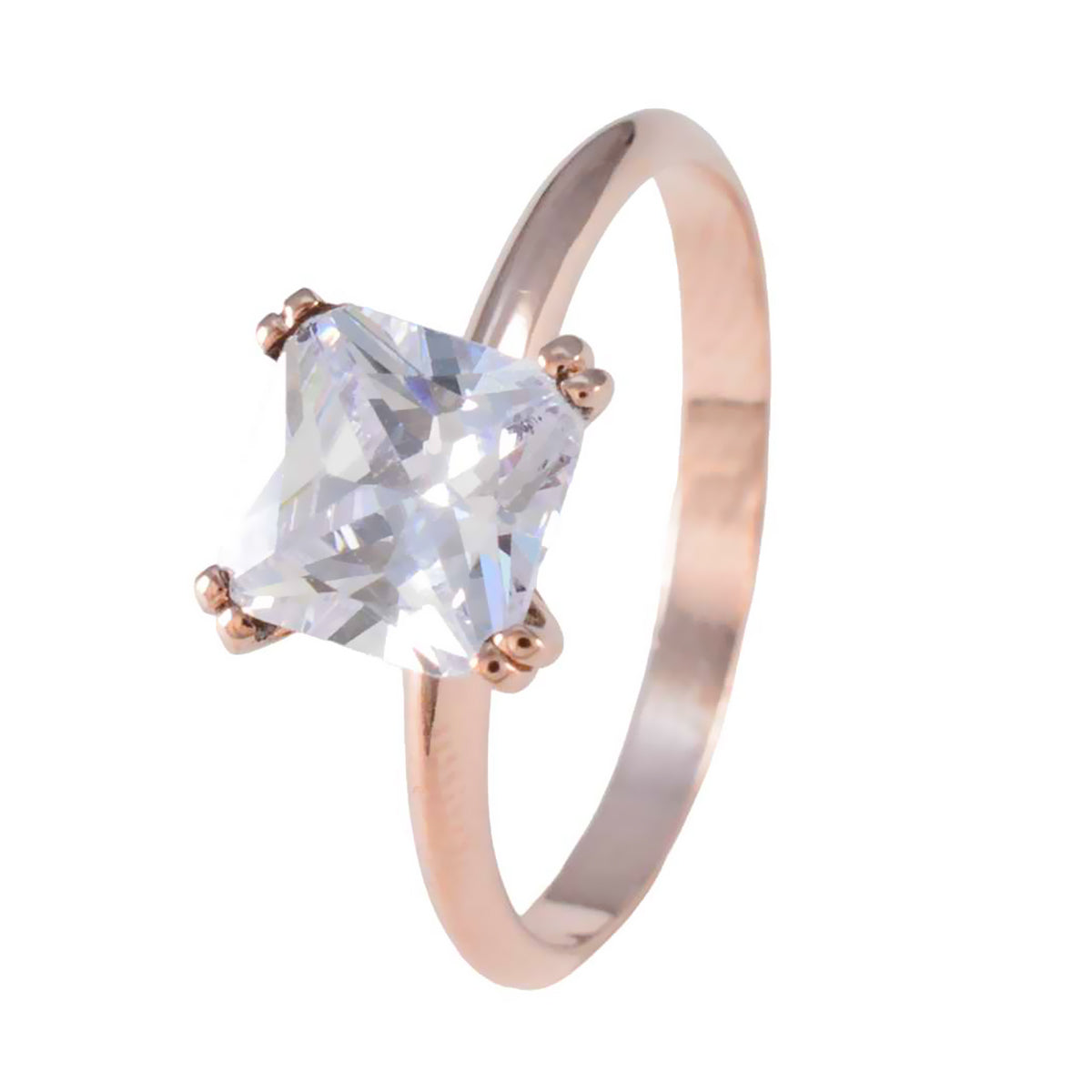 Cubic zirconia CZ Solitaire Korean 925 Silver White Gems Whisper thin valentine Ring Jewellery