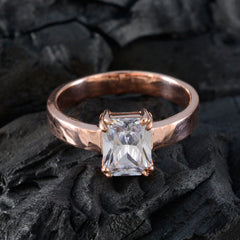 riyo ädelsten silverring med roséguldplätering vit cz-sten åttakantformad stiftsättning handgjorda smycken svart fredag ring