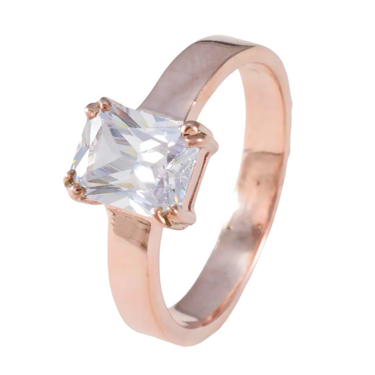 anello in argento con pietra preziosa riyo con placcatura in oro rosa pietra bianca cz a forma ottagonale con montatura a punta gioielli fatti a mano anello black friday