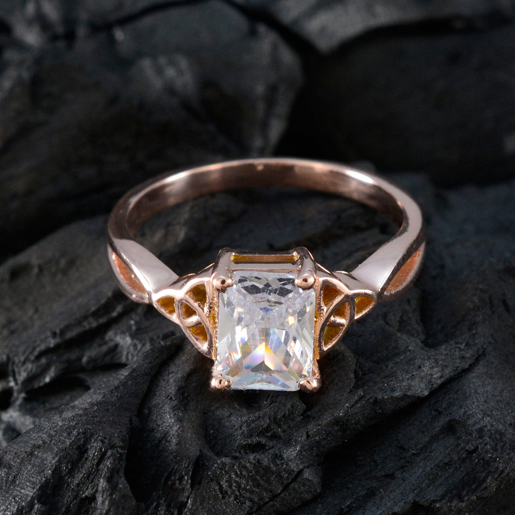 White CZ Solitaire Korean 925 Silver White Gems Delicate Fairytale Ring Jewelry