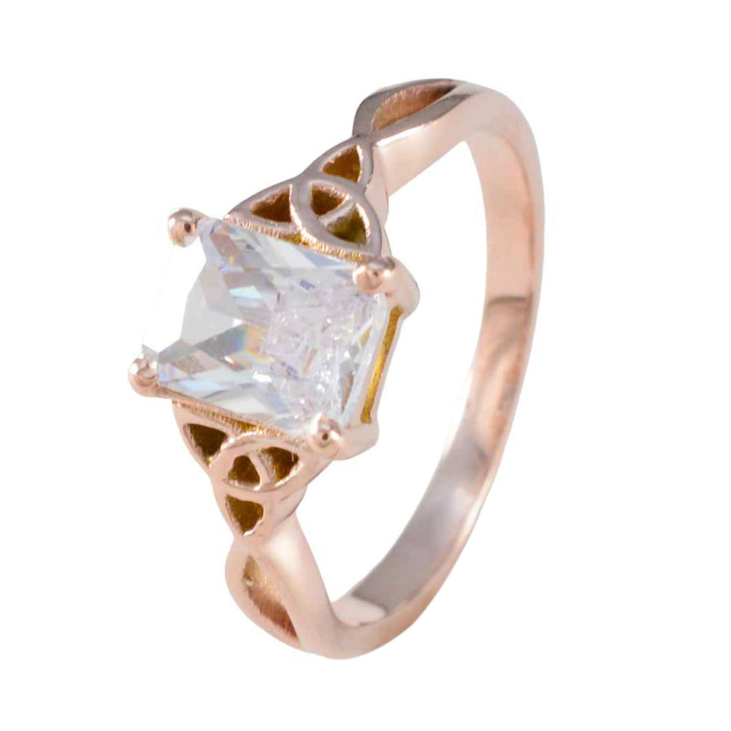 White CZ Solitaire Korean 925 Silver White Gems Delicate Fairytale Ring Jewelry