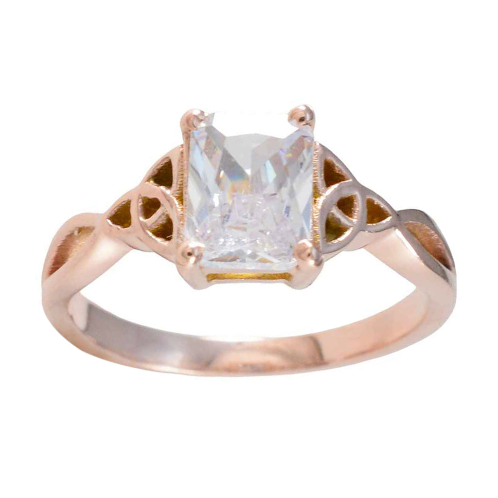 White CZ Solitaire Korean 925 Silver White Gems Delicate Fairytale Ring Jewelry