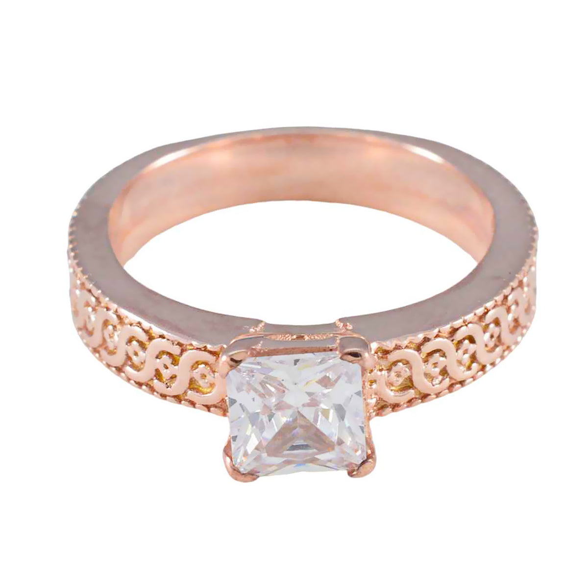 White CZ Solitaire Indian 925 Sterling Silver White Gemstones Slim Twist Band Jewelry