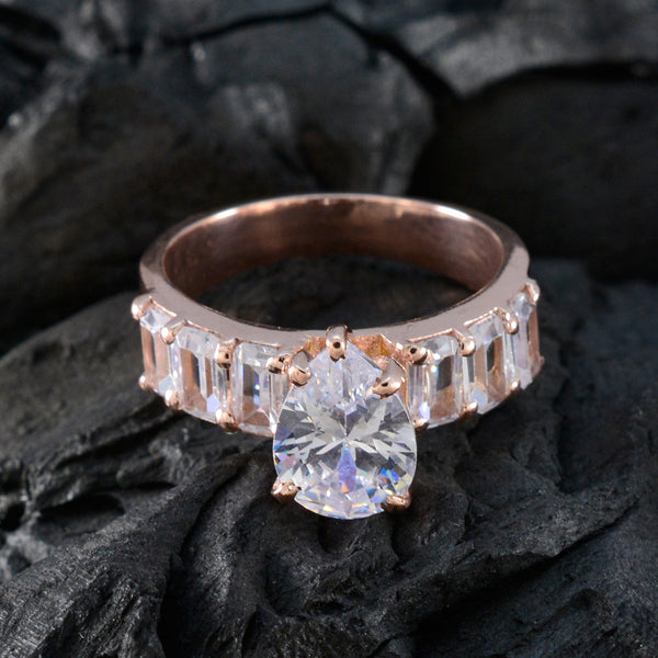 White CZ Hepta Indian 925 Sterling Silver White Gemstones Slim Love Ring Jewelry