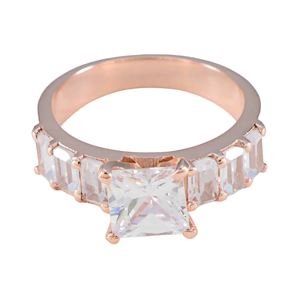 White CZ Hepta Korean Sterling Silver White Gemstone Slim wedding Ring Jewelry