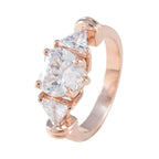 White CZ Trilogy Indian 92.5 Silver White Gems Slim Trendy Ring Jewelry