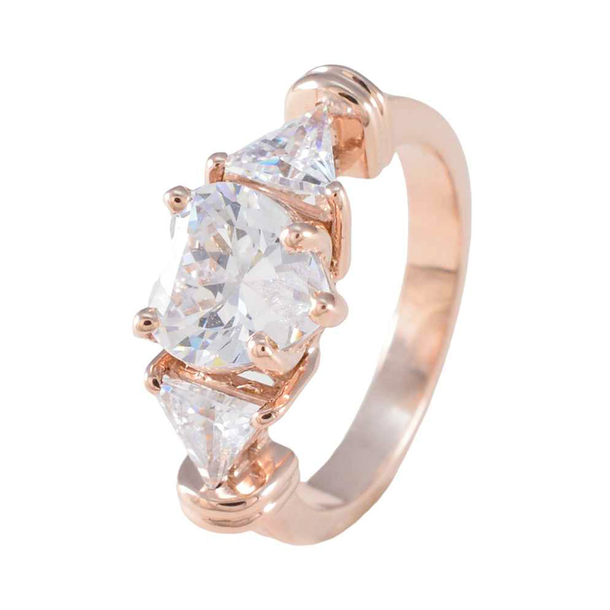 White CZ Trilogy Indian 92.5 Silver White Gems Slim Trendy Ring Jewelry