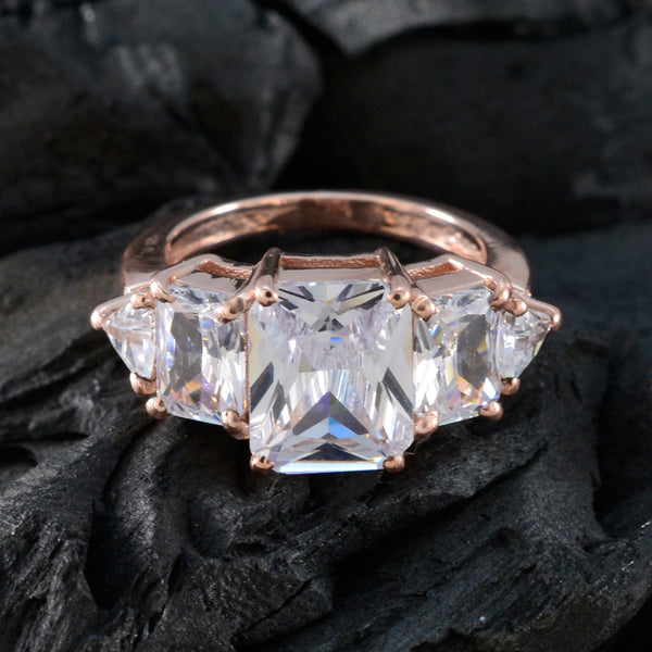 White CZ Penta Korean 925 Silver White Gemstones Slim Trendy Ring Jewelry