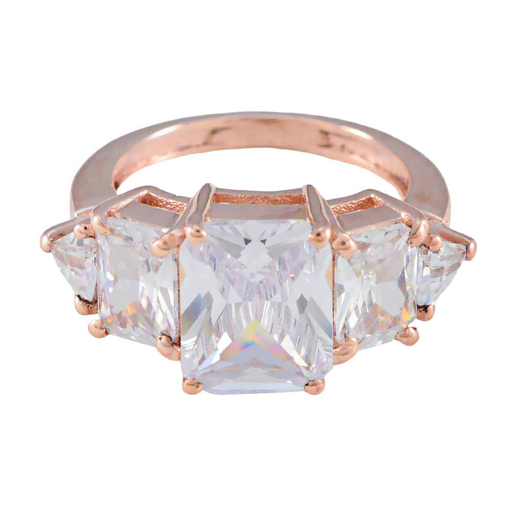 White CZ Penta Korean 925 Silver White Gemstones Slim Trendy Ring Jewelry