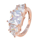 White CZ Penta Korean 925 Silver White Gemstones Slim Trendy Ring Jewelry