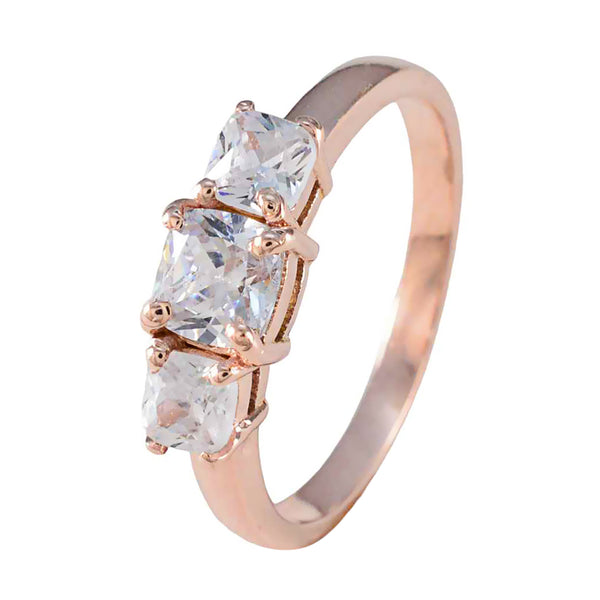 White CZ Trilogy American 925 Sterling Silver White Gems Delicate Luxurious Ring Jewellery
