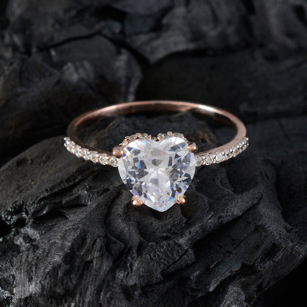 White CZ Halo Indian Silver White Gemstones Whisper thin Heart Ring Jewelry