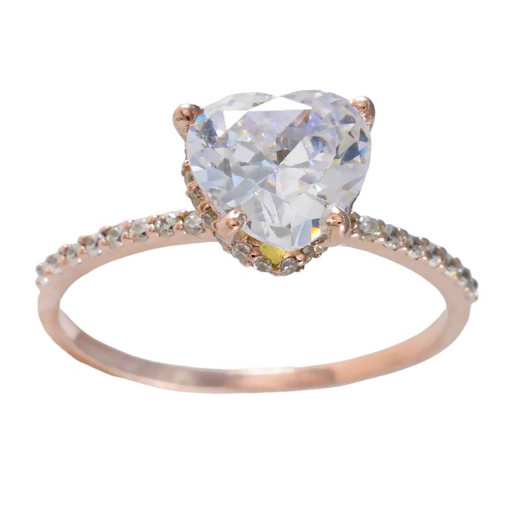White CZ Halo Indian Silver White Gemstones Whisper thin Heart Ring Jewelry